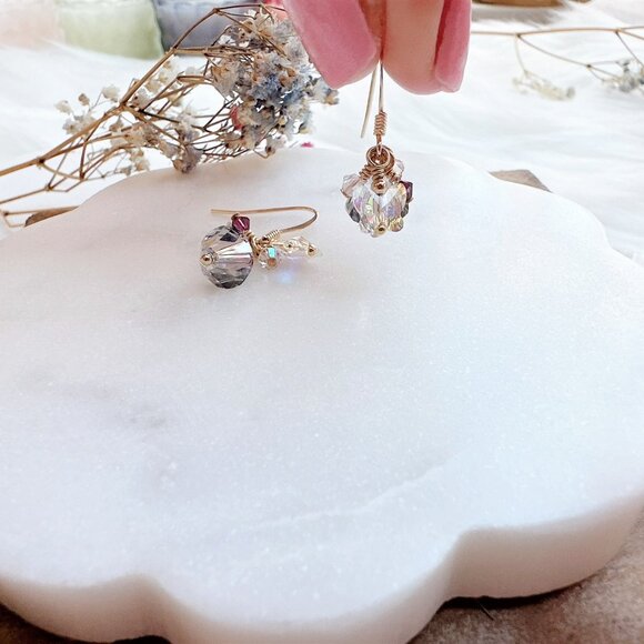 New Butterfly Crystal Earrings | 14k Gold Filled | Handmade in BC - Picture 3 of 6